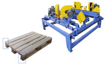 EcoWood Pallet Line 1000  Станок для обрезки углов (45°) поддонов  Обрабатываемый размер: 800 - 1300 ммПильный диск: 300 ммМощность двигателя: 8,8 кВтОбороты двигателя: 2900 об/мин Режим работы: управление с сенсорного экранаРазмеры: станка-2300*2...